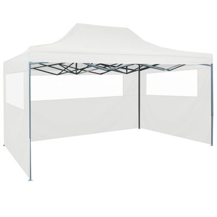 vidaXL Tente de réception pliable avec 3 parois 3x4 m Acier Blanc