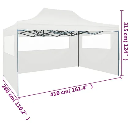 vidaXL Tente de réception pliable avec 3 parois 3x4 m Acier Blanc 9