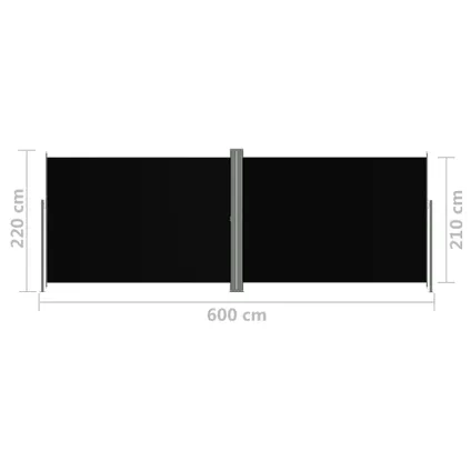 vidaXL Auvent latéral rétractable Noir 220x600 cm 8