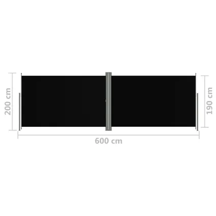 vidaXL Auvent latéral rétractable Noir 200x600 cm 8
