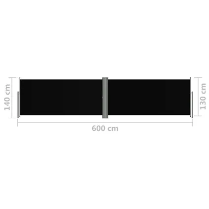 vidaXL Tuinscherm uittrekbaar 140x600 cm zwart 8