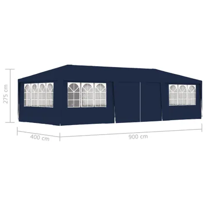 vidaXL Tente de réception avec parois latérales 4x9 m Bleu 90 9