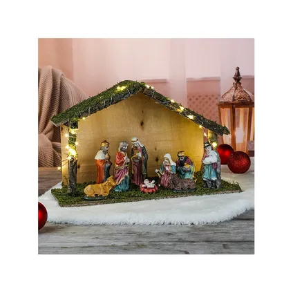 Kerststal - met beeldjes - verlicht - 40 x 16 x 25,5 cm 2