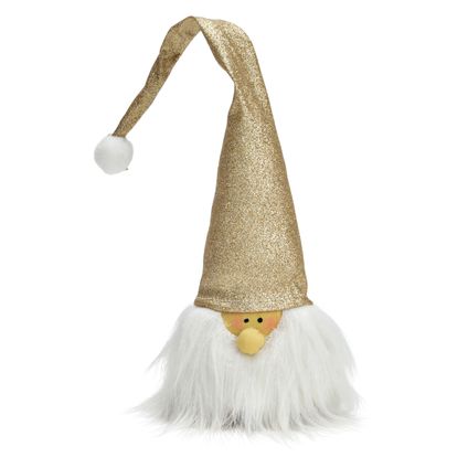 G. Wurm pluche knuffel kerstman gnome/kabouter - 29 cm -champagne