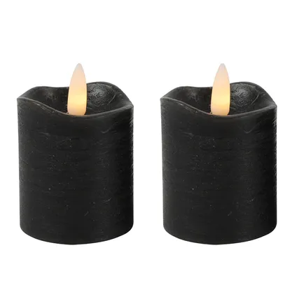 Countryfield LED kaarsen/stompkaarsenen - 2x st - zwart - H7,2 cm