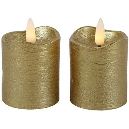 Countryfield LED kaarsen/stompkaarsen - 2x st - goud - H7,2 cm