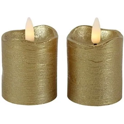 Countryfield LED kaarsen/stompkaarsen - 2x st - goud - H7,2 cm 2