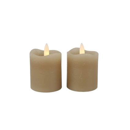 Countryfield LED kaarsen/stompkaarsen - 2x st - beige - H7,2 cm