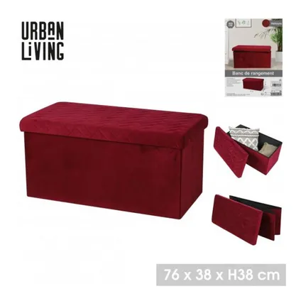 Urban Living poef/hocker/opbergbox - rood - mdf - 76 x 38 x 38 cm 2