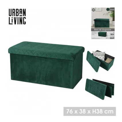 Urban Living poef/hocker/opbergbox - smaragd groen - mdf - 76 x 38 x 38 cm 2