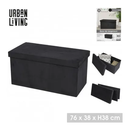 Urban Living poef/hocker/opbergbox - zwart - mdf - 76 x 38 x 38 cm 2