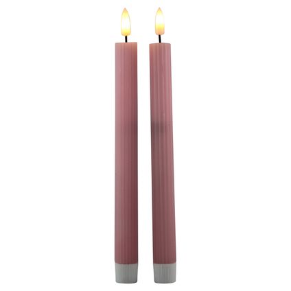 Magic Flame LED dinerkaarsen - 2x st - roze - 25,5 cm