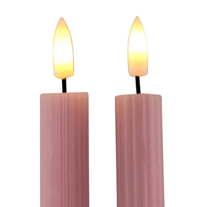 Magic Flame LED dinerkaarsen - 2x st - roze - 25,5 cm 2