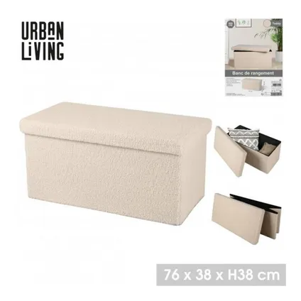 Urban Living poef/hocker/opbergbox - beige - mdf - 76 x 38 x 38 cm 2