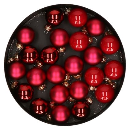 Othmar Decorations kleine kerstballetjes glas -24x -rood -2,5 cm