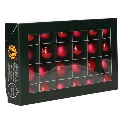 Othmar Decorations kleine kerstballetjes glas -24x -rood -2,5 cm 4