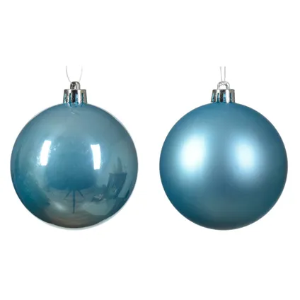 Decoris kerstballen - 6x -ijs blauw 8 cm -kunststof 2