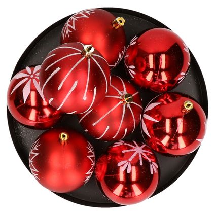Feeric lights and christmas kunststof kerstballen- 8x- 8cm -rood