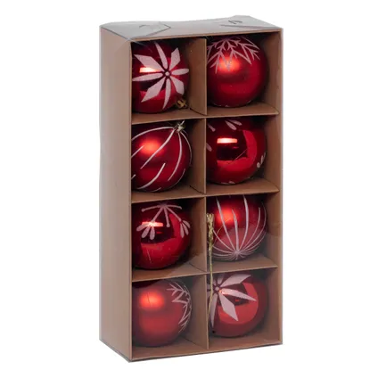 Feeric lights and christmas kunststof kerstballen- 8x- 8cm -rood 3