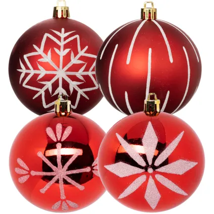 Feeric lights and christmas kunststof kerstballen- 8x- 8cm -rood 4
