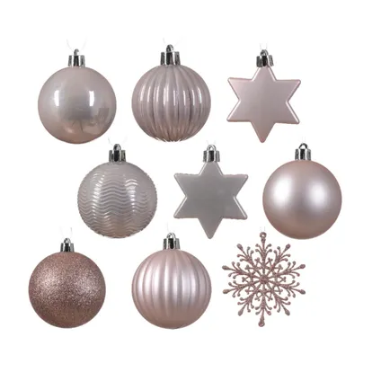 Decoris kerstballen en ornamenten - 40x - kunststof - lichtroze - mix 2