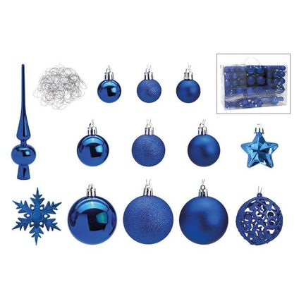 G. Wurm Kerstballen - 111 stuks - blauw - kunststof - 3-4-6 cm
