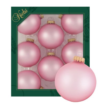 Krebs kerstballen - 8x stuks - chic roze - glas - 7 cm - mat