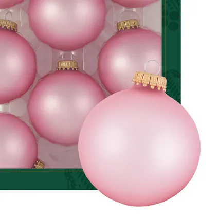 Krebs kerstballen - 8x stuks - chic roze - glas - 7 cm - mat 2