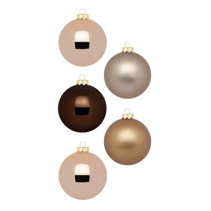 Inge Christmas Kerstballen - 20 stuks - bruin tinten - glas - 6 cm