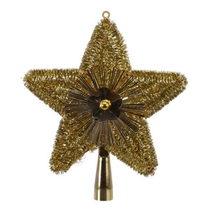 Decoris Kerstboompiek - goudkleurig - ster piek - 23 cm