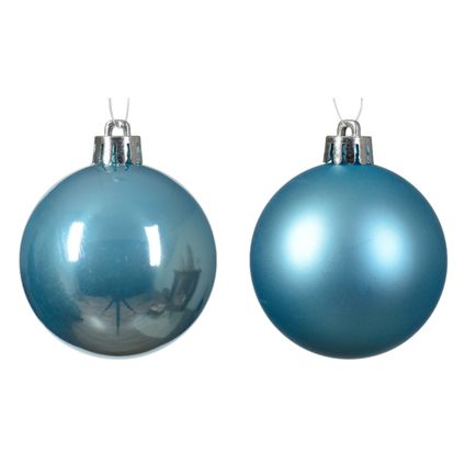 Decoris kerstballen - 12x -ijs blauw 6 cm -kunststof
