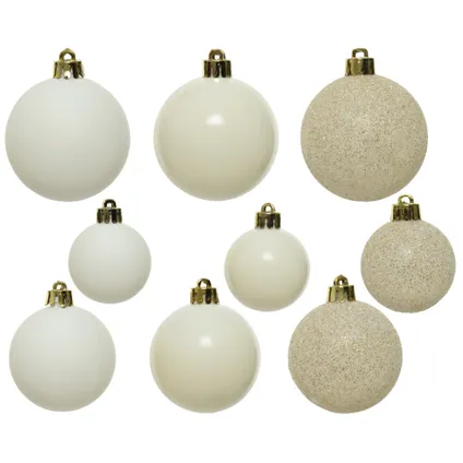 Decoris kerstballen - 30x -wol wit 4, 5 en 6 cm -kunststof 2