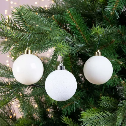 Decoris kerstballen - 30x -wol wit 4, 5 en 6 cm -kunststof 5