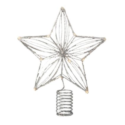 Decoris Kerstboompiek - 25 cm - LED - ster - warm wit