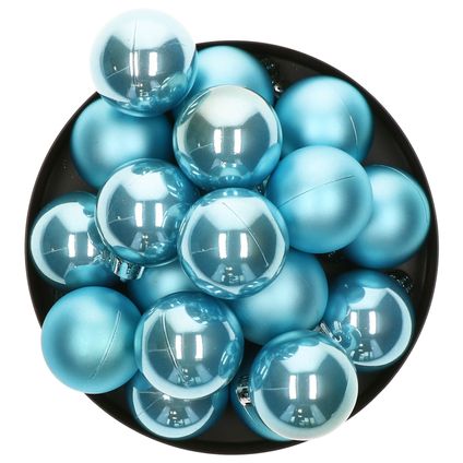 Decoris kleine kerstballen - 16x -ijs blauw 4 cm -kunststof