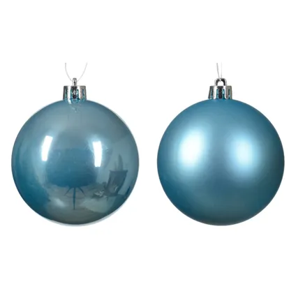 Decoris kleine kerstballen - 16x -ijs blauw 4 cm -kunststof 3