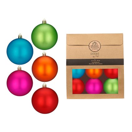 Inge Christmas Goods kerstballen van kunststof- 6x gekleurd -8 cm