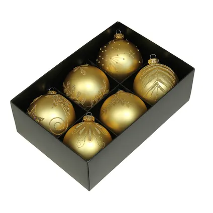 Othmar Decorations kerstballen - 6x - glas - 8 cm - goud