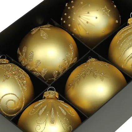 Othmar Decorations kerstballen - 6x - glas - 8 cm - goud 2