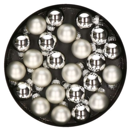 Othmar Decorations kleine kerstballetjes glas -24x -zilver -2,5 cm