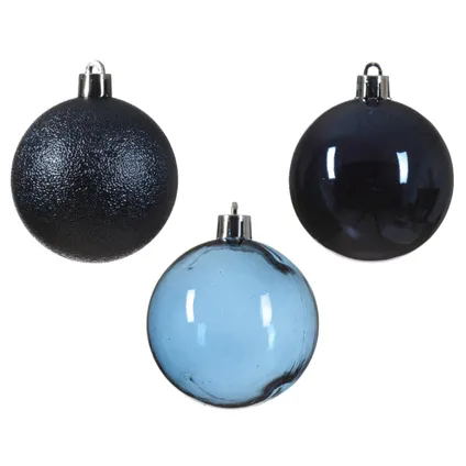 Decoris kunststof kerstballen - 25x stuks - 8 cm -donkerblauw 3