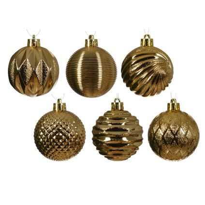 Decoris kunststof kerstballen luxe- 12x- 8 cm -goud
