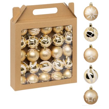 Feeric Christmas gedecoreerde kerstballen -25x - 6cm - goud