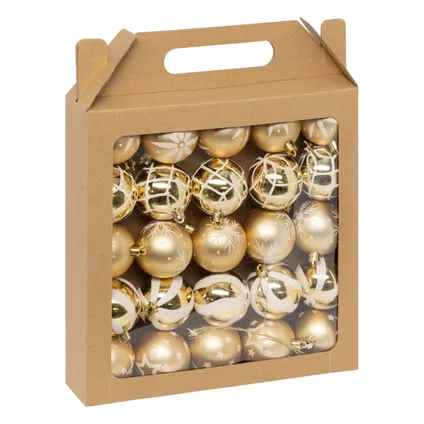 Feeric Christmas gedecoreerde kerstballen -25x - 6cm - goud 2