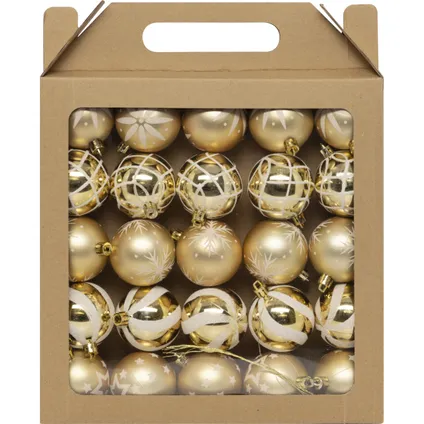 Feeric Christmas gedecoreerde kerstballen -25x - 6cm - goud 3