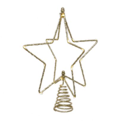 Decoris Kerstboompiek - 25 cm - LED - ster - goud