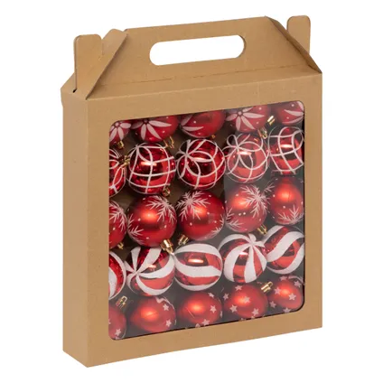 Feeric Christmas gedecoreerde kerstballen -25x - 6cm - rood 2