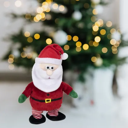 Kerstman knuffel pop-figuur - 30 cm - met beweging en muziek 2