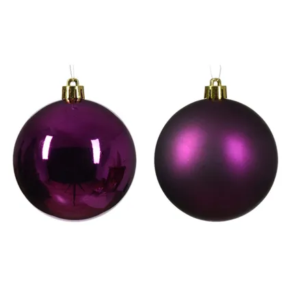 Decoris kleine kerstballen - 16x -paars 4 cm -kunststof 2