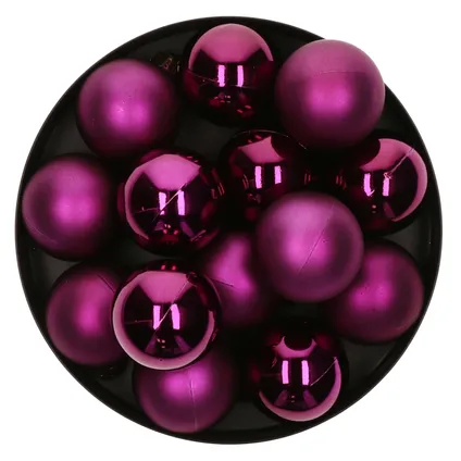 Decoris kleine kerstballen - 16x -paars 4 cm -kunststof 3